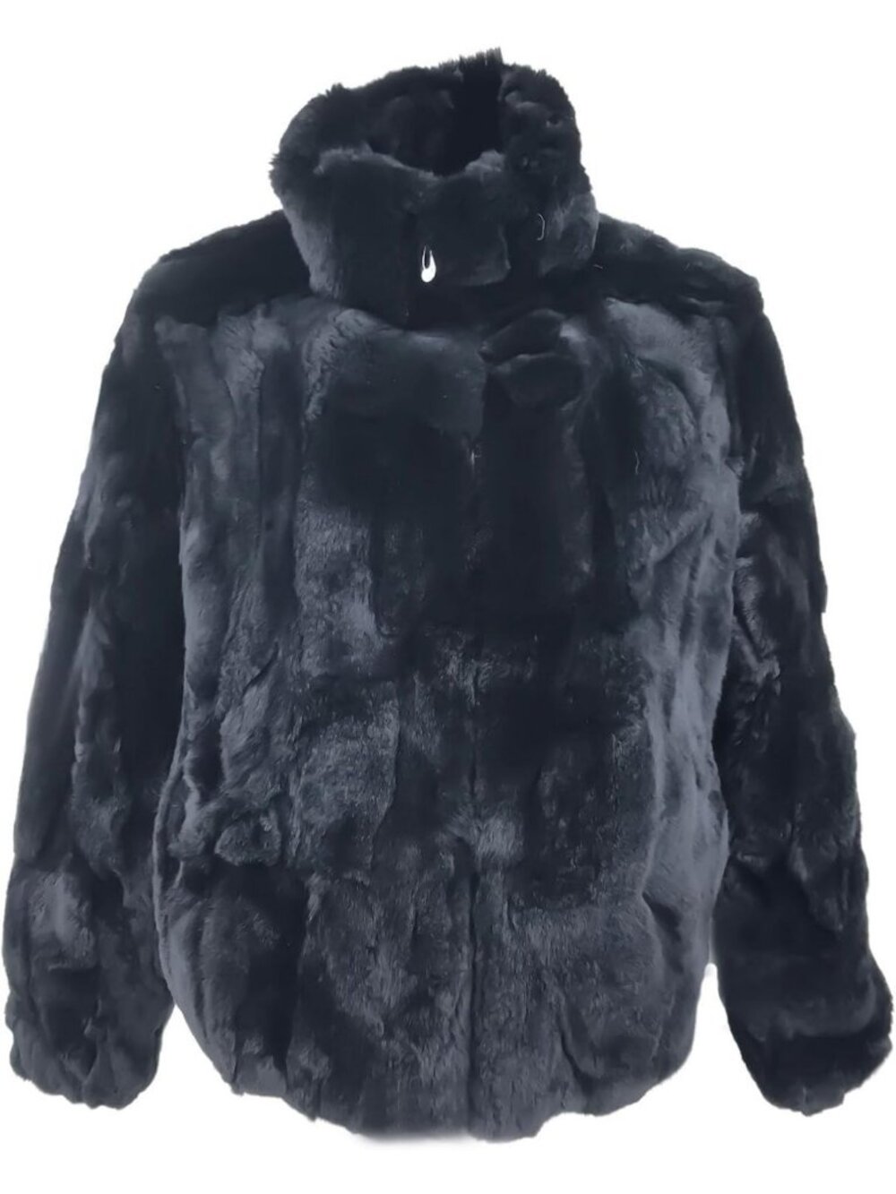 Luxurious Women's Natural Rex Rabbit Fur Coat with High Collar - Winter Warmth